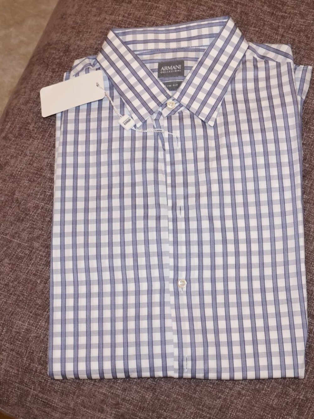NWT Armani Collezioni Slim Fit Windowpane Dress Shirt 16.5 / 42